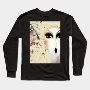 WHITE ART DECO FEATHER FLAPPER Long Sleeve T-Shirt